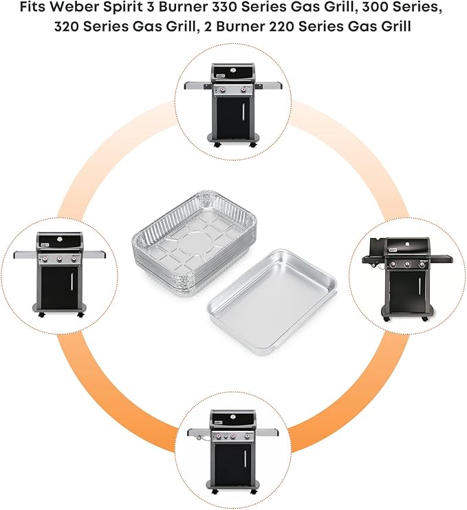 Stanbroil 93305 Catch Pan for Weber Genesis II 3 Burners & Spirit 2/3 Burners, Grease Tray with 15-Pack Foil Liners for Genesis II e-310 e-315 e-325 e-330 e-335 & Spirit e-220 e-320 e-330