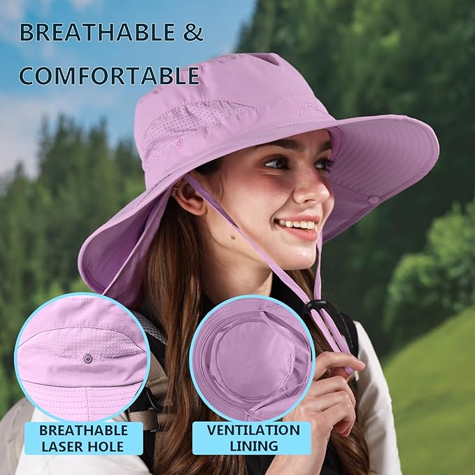 ZOORON Sun Hat for Men Women Fishing Hat with Neck Flap Wide Brim Bucket Hat UV Protection for Beach Camping Hiking