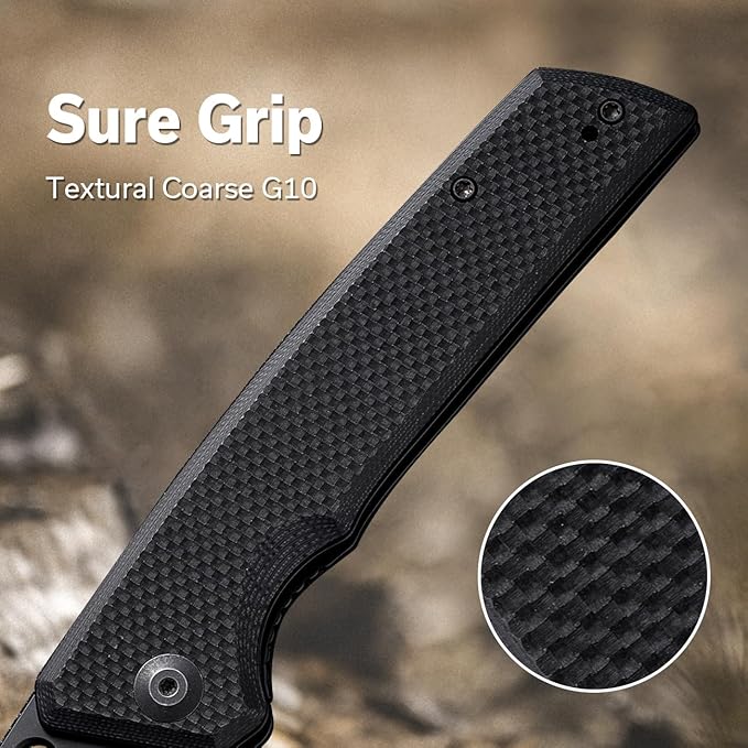 SENCUT GlideStrike Pocket Knife for EDC, Folding knife with Thumb Hole Openning, Textural Coarse G10 Handle with Deep Pocket Clip, Ideal Gift for Men Women S23018-1 (Double Black)