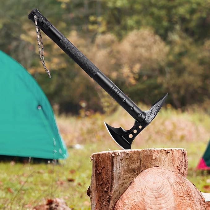 VEVOR Survival Shovel Survival Axe, 28-in-1 Camping Folding Shovels with Hatchet, Stainless Steel Tactical Shovel Hatchet Combo, Multifunctional Emergency Survival Gear Equipment for Camping Hiking