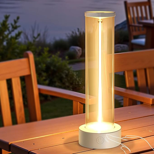 Cordless Indoor Outdoor Table Lamp Rechargeable,Waterproof IP54 with 3-Mode Touch Dim Warm Light Ambient,Portable Battery Powered Lamp for Bedside Reading,Patio Grill,Gazebo Party,Camping Tent