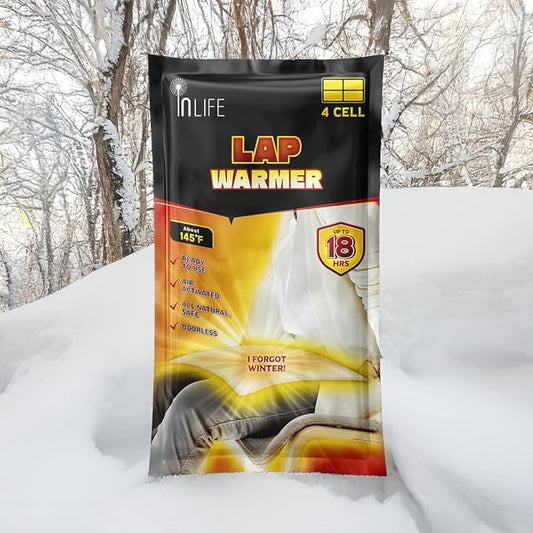 InLife Super Warmer for Lap and Body, All Natural & Safe, Bigger & Wider Area Covered, Higher Heating 145°F, Air Activated, Easy & Comfort, Steady Longer Lasting, Odorless, 1 Pack
