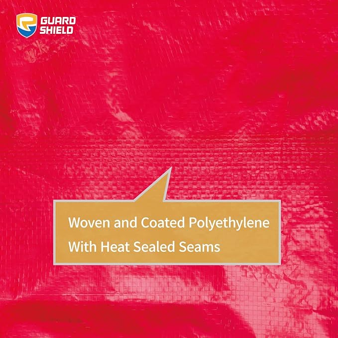 GUARD SHIELD Red Tarp 10x12 Feet Tarps High Visibility Outdoor Poly Cover Lightweight 6mil