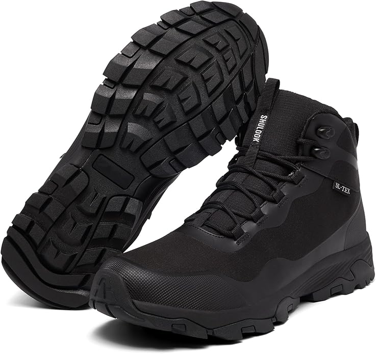SHULOOK Men's Waterproof Hiking Boots Outdoor Lightweight Breathable Trekking Camping Mountaineering Shoes