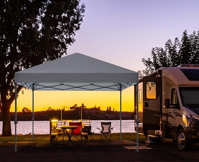 COOSHADE Pop Up Canopy Tent 10x10 with 2 Sidewalls, Outdoor Shade Instant Canopy Tents(Grey)