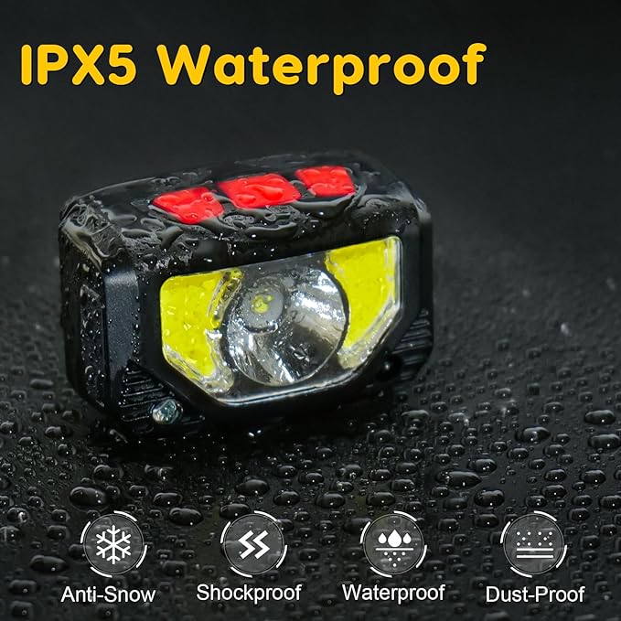 LED Headlamp Rechargeable, 4 Pack Head Lamp Flashlight Headlight Light with Motion Sensor for Outdoor Camping Biking Running Fishing
