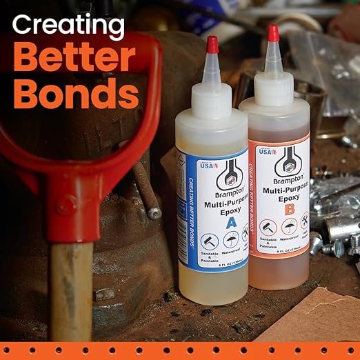 Brampton Multi-Purpose Epoxy, Quick 30-Minute Set, Waterproof 2-Part Epoxy Glue Kit for Tile, Metal, Ceramic, Glass, Wood, Stone, Strong Bonding, Sandable, Paintable Resin, Easy 1:1 Mix, 16 oz