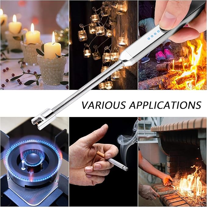2Pack Electric Candle Lighter, Birthday Christmas Stocking Stuffers Gifts for Women Mom Men Wife Sister, USB Arc Rechargeable Windproof Long Lighter for Candle BBQ Housewarming Gift Idals