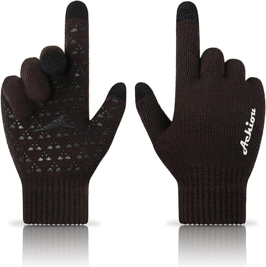 Achiou Winter Gloves, Glove for Men Women, Upgraded Touch Screen Texting Warm Running with Thermal Soft Knit Lining