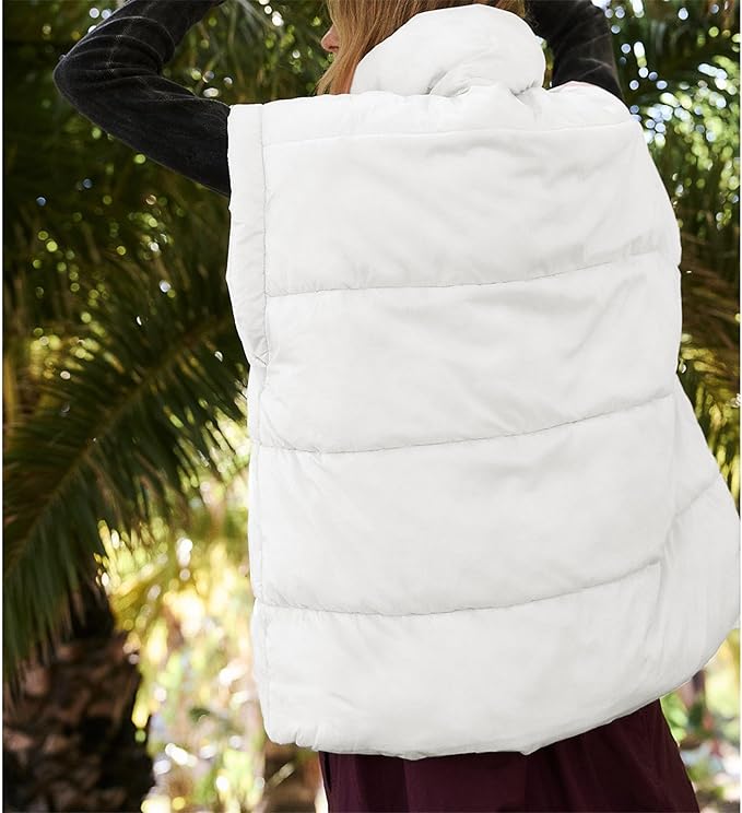 Ainangua Women's Puffer Vest Stand Collar Zipper Sleeveless Jackets Winter Lightweight Vests Warm Padded Jacket Coat