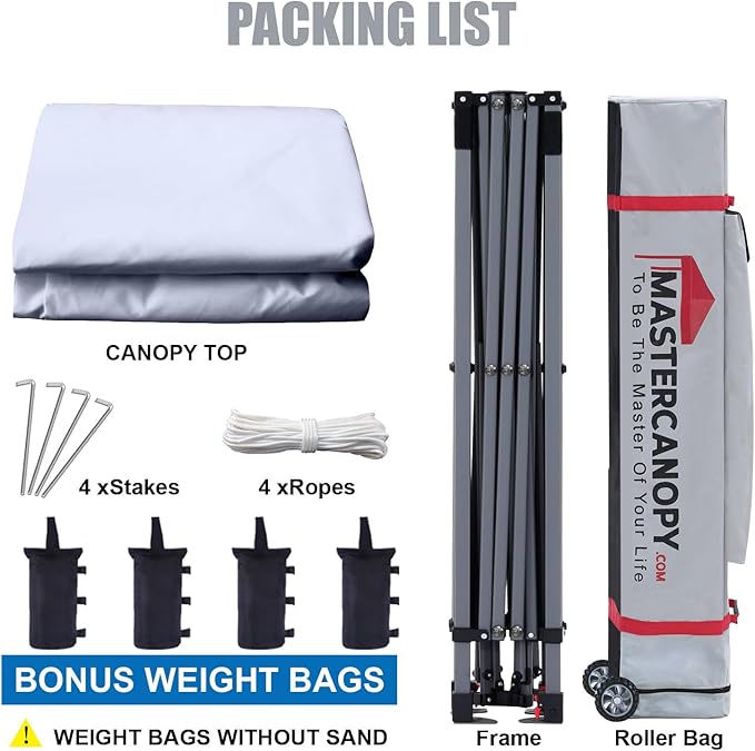 MASTERCANOPY Heavy Duty Pop-up Canopy Tent with Sidewalls (8x8,White)