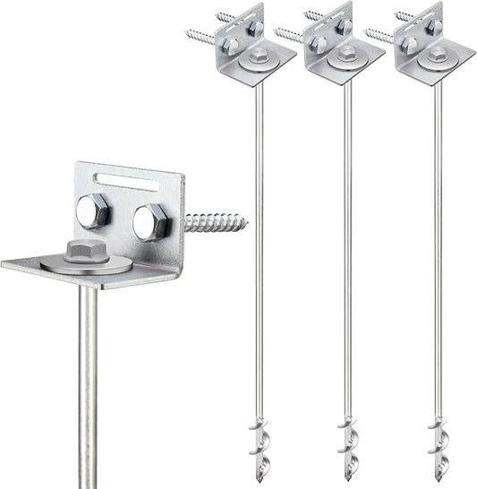 Ground Anchors Screw In - 24" Set of 4,6,8 with Brackets and Drill Bit - Earth Anchors - Mobile Home Anchors - Storage Shed Anchor Kit - Swing Set Anchors for Metal Swing Set - Playset Anchors - Ties