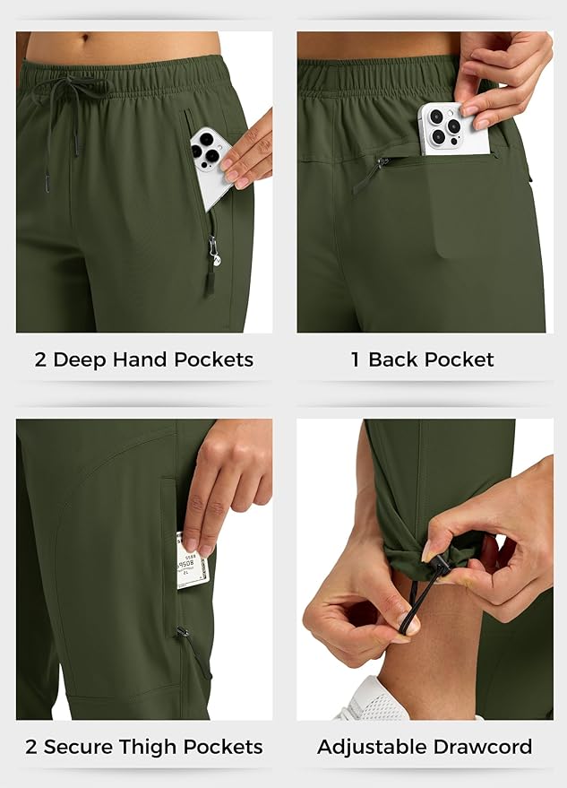 Willit Women's Hiking Pants Quick Dry Cargo Pants Lightweight Water Resistant Travel Golf Pockets Petite/Regular/Tall