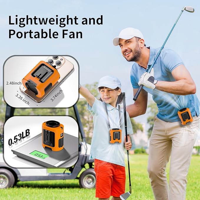 Socool Portable Waist Fan Clip on Wearable Belt, Mini Personal Fans Rechargeable, 4 Speeds 13000RPM, 25H Cooling Shirt Fan Battery Operated, Neck Fan Hanging for Outdoor Camping Travel Jobsite
