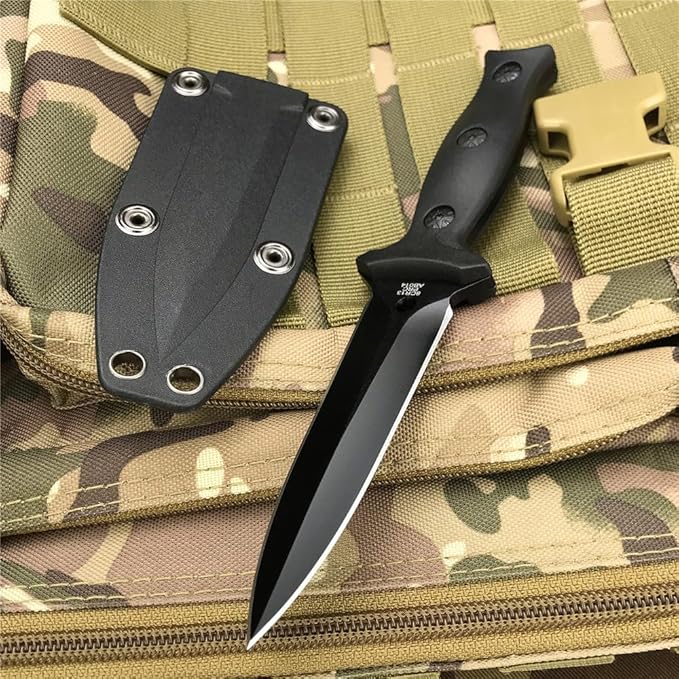HUAAO 3.74in Dual Edge 440C Stainless Steel Blade ABS Handles Utility knife,7.3in Full Tang Fixed Blade Knife with ABS Sheath Tactical Hunting Knives for Outdoor Camping EDC and Survival