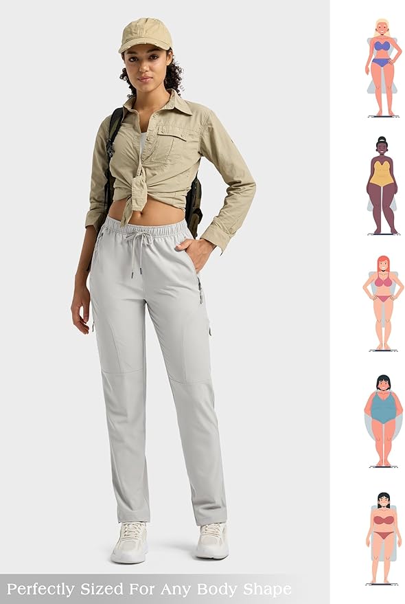 Willit Women's Hiking Pants Quick Dry Cargo Pants Lightweight Water Resistant Travel Golf Pockets Petite/Regular/Tall