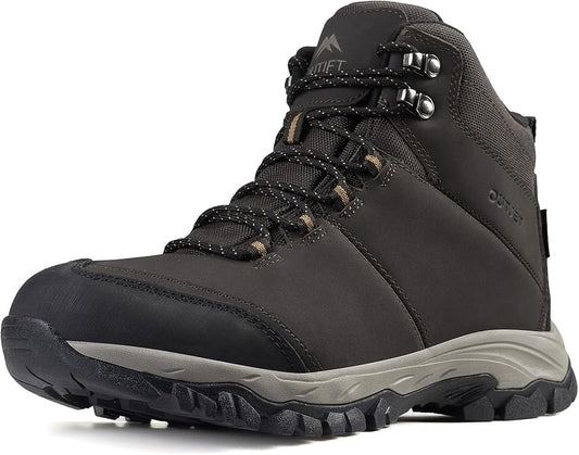 Men's Waterproof Hiking Boots Lightweight Comfortable Leather Mid Ankle Outdoor Trekking Boot