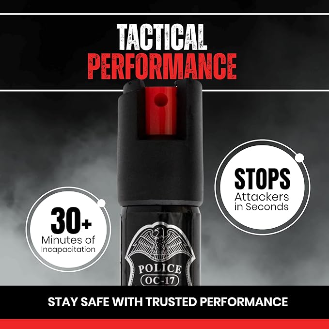 Police Magnum Pepper Spray Runner Safety Gear Bundle kit- Made in The USA- 2 Pack 1/2oz Black Joggers- 2 Pack 3/4oz Twist Locks