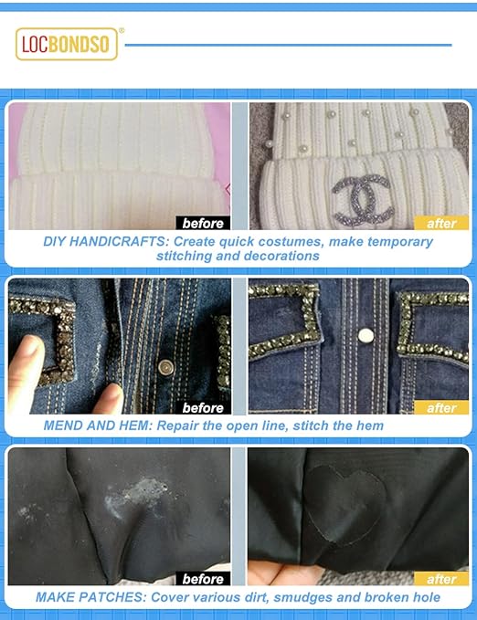 1 Min Fast Dry Sew Glue Liquid Quick Bonding Reinforcing Fabric Adhesives DIY Speedy Fix for Denim Cotton Flannel Clothes Tent Curtain Leather Sofa Cover Polyester Gloves Doll Repair