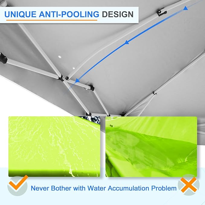 EAGLE PEAK Pop Up Canopy Tent with Wheeled Carry Bag, 8 Stakes, 4 Ropes, 4 Weight Bags, Easy Set Up Tent Canopy, 12x12 ft, 144sqft of Shade, Neon Green