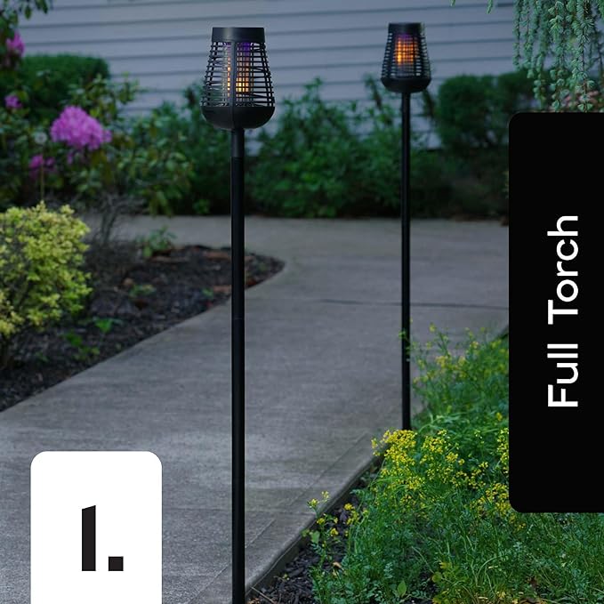 PIC Solar Insect Killer Torch (DFST), Bug Zapper and Accent Light, Solar Bug Zapper - Kills Bugs on Contact