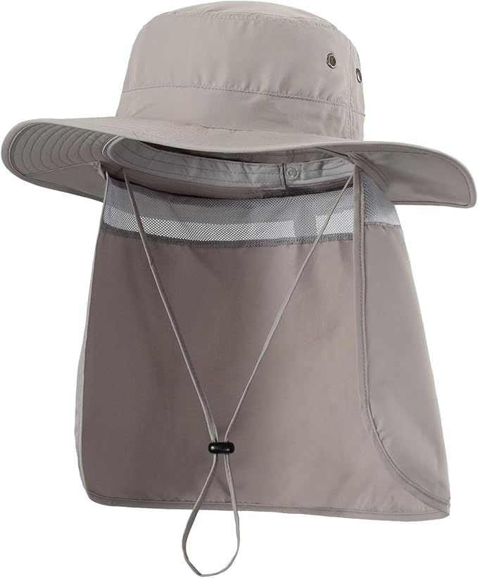 Home Prefer UPF50 Mens Sun Hat with Neck Flap Quick Dry UV Protection Cap Womens Wide Brim Fishing Hat Neck Flap Beach Garden