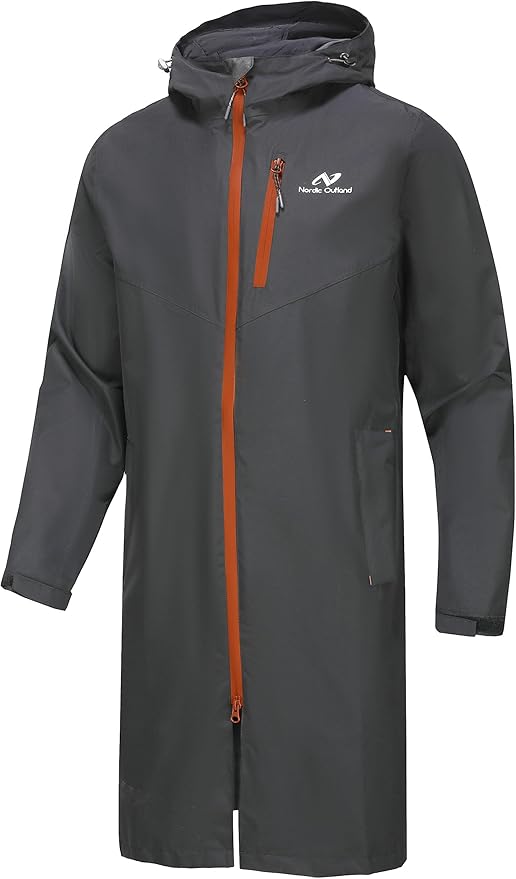Rain Jacket Men,Waterproof Breathable Long Raincoat with Hood Mesh Lining,Windbreaker for outdoor activities