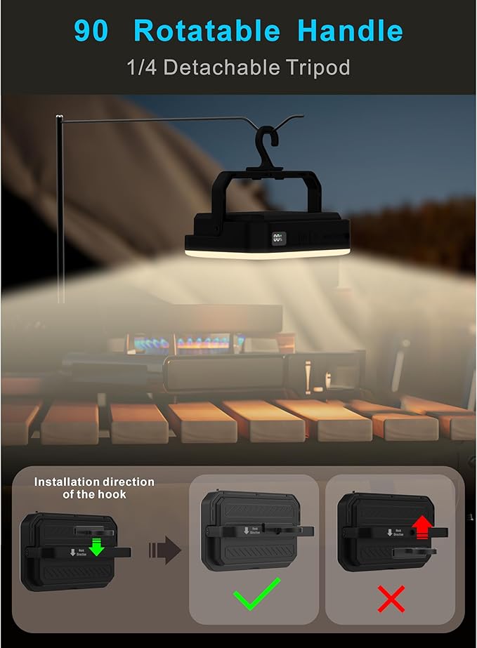 24000mAh LED Camping Lantern Rechargeable, Portable Camping Lights with QC3.0 22.5W Fast Charge, 1800LM Bright, 5 Modes, IPX5 Waterproof, Outdoor Tent Light for Emergency, Hurricane, Power Outage