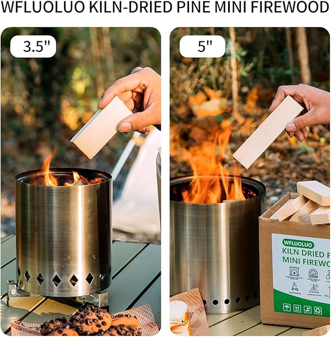 Mini Firewood with 8PCS Fire Starters 5'' Lengths Pine Kiln Dried Fire Sticks Wood Fire Pit Accessories Prefect for Solo Stove Mesa XL, Tabletop Fire Pit, Solo Stove Mesa Sticks Wood