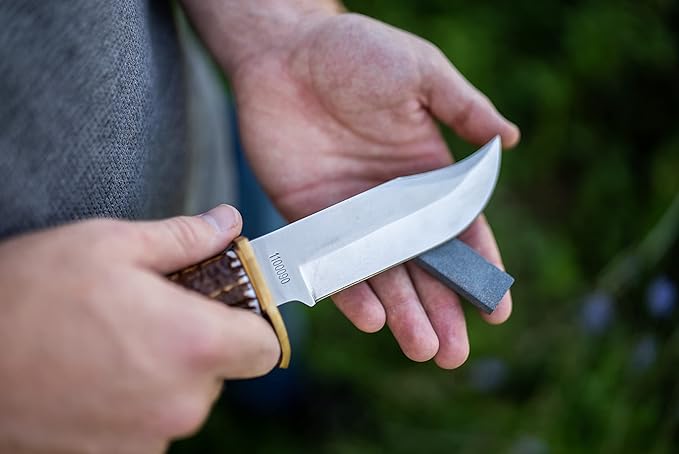 Uncle Henry 171UH Next Gen Pro Hunter 9.8in Fixed Blade Knife with High Carbon S.S. Blade, Staglon Handle, Sharpening Stone, and Leather Belt Sheath for Hunting, EDC, Survival, Camping, and Outdoors