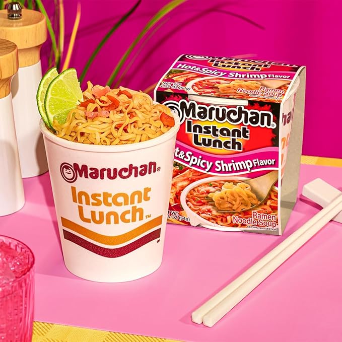 Maruchan Instant Lunch Hot & Spicy Shrimp, Ramen Noodle Soup, Microwaveable Meal, 2.25 Oz, 12 Count
