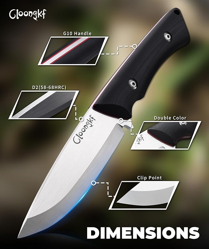 4.3-inch Fixed Blade Knife with Sheath，D2 stainless steel blade, double colour G10 handle,Outdoor Camping knives
