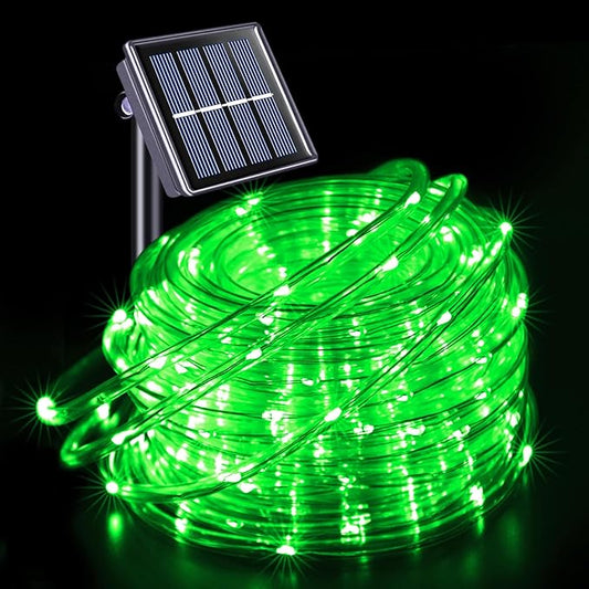 JMEXSUSS Green Halloween Solar Lights, 66 ft 200 LED Rope Lights Outdoor Waterproof, PVC Tube Green Christmas String Lights for Halloween Party Tree Fence Christmas