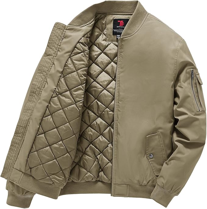 Gopune Men's Windproof Bomber Jacket Warm Water Resistant Windbreaker Winter Outwear Quilted Jackets Coats