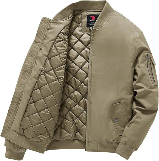 Gopune Men's Windproof Bomber Jacket Warm Water Resistant Windbreaker Winter Outwear Quilted Jackets Coats