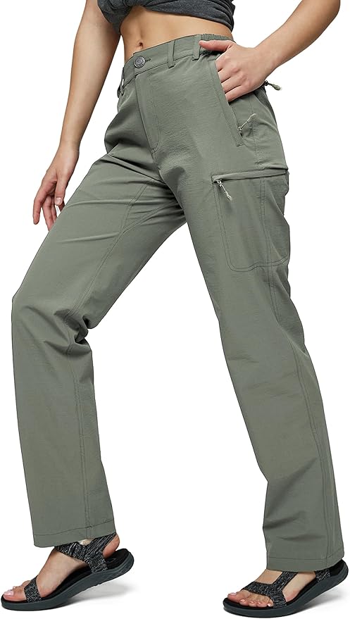 MIER Women's Quick Dry Cargo Pants Lightweight Tactical Hiking Pants with 6 Pockets, Stretchy and Water-Resistant