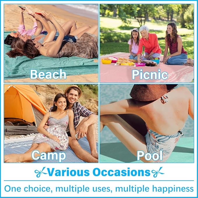 Oversized Turkish Beach Towel Blanket XXL Cotton Sandproof Towels Boho Woven Extra Large Big Sand Free Giant Throw Blankets Huge Quilt XL Picnic Camping Necessities Cloud For Adult Gifts Teal