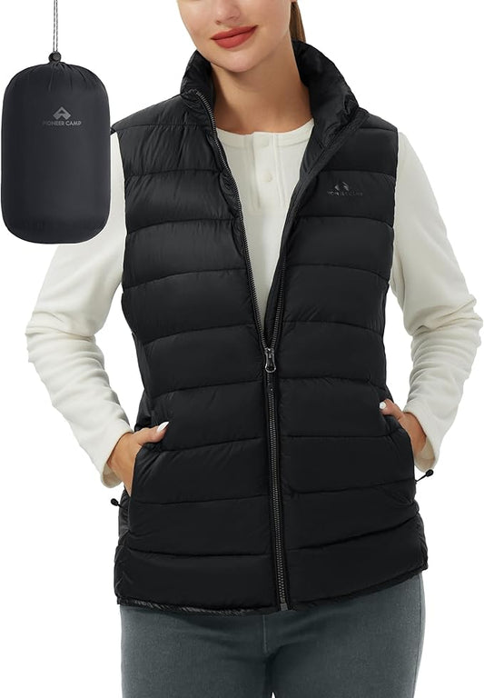 Pioneer Camp Puffer Vest Women Lightweight Packable Sleeveless Bubble Quilted Zip Up Padded Warm Winter Outerwear Puffy Vests