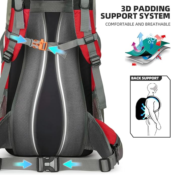 70L Hiking Backpack with Rain Cover Lightweight Travel Backpack Waterproof Camping Backpack