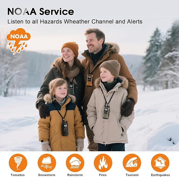 Walkie Talkies Long Range for Adults-4 Pack Rechargeable Walkie Talkies 22 FRS Channels 2-Way Radios with NOAA Weather Alert,VOX,Flashlight and 1500mAh Li-ion Battery for Family Camping Hiking