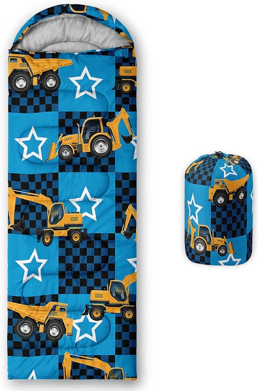 Kids Sleeping Bag for Boys Girls,Checkerboard Cat Print-Lightweight Warm Portable Outdoor Indoor-Waterproof Cold Weather Resistant Sleeping Bag for Camping Hiking