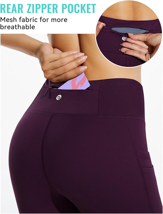 baleaf Women's Fleece Lined Leggings Water Resistant Thermal Winter Warm Tights High Waisted with Pockets Running Gear