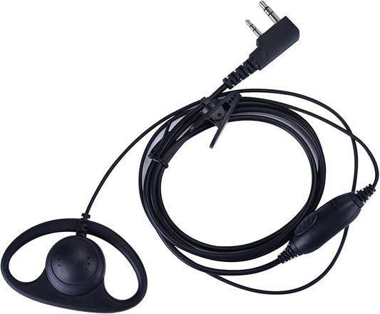 D-Ring 2 Pin Walkie Talkie Earpiece/Headset with Mic Compatible with Retevis RT21 RT22 Baofeng UV-5R Two Way Radio (Kenwood)