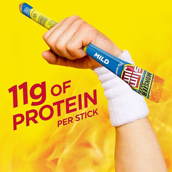 Slim Jim Monster Smoked Meat Sticks, Mild Flavor, High Protein, 1.94 oz. (18 Count)