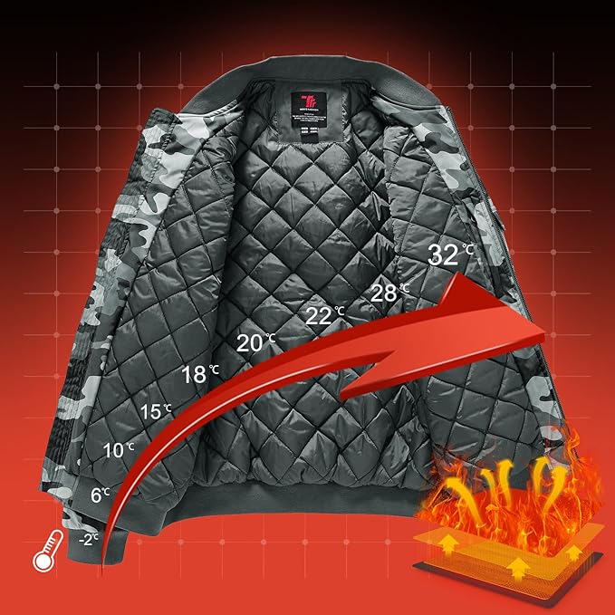 Gopune Men's Windproof Bomber Jacket Warm Water Resistant Windbreaker Winter Outwear Quilted Jackets Coats