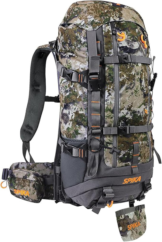 SPIKA Hunting Backpacks for Men, Meat Hauler Frame Pack with Rifle Holder, 40L/80L Extendable + Capacity for Bow Rifle Gun