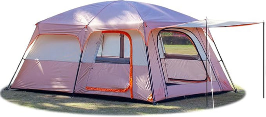 KTT Extra Large Tent 6-10-12-14 Person(A),Family Cabin Tents,2 Rooms,3 Doors and 3 Windows with Mesh,Straight Wall,Waterproof,Double Layer,Big Tent for Outdoor,Picnic,Camping,Family Gathering
