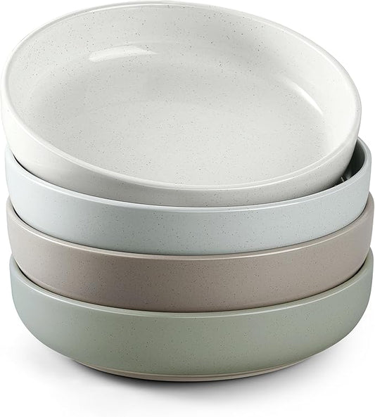 HaWare Pasta Bowls Set of 4, 33oz Large Salad Bowls for Home Kitchen, Ceramic Serving Plates for Soup, Cereal, Scratch-resistant Wide and Shallow Dinner Bowl, Microwave & Dishwasher Safe, Multicolor
