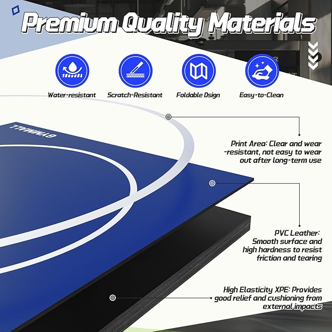 GYMMALL Wrestling Mat 10'x10'/6.6'x10' for Home Outdoor Indoor, 1.2" Thick Foldable XPE Jiu Jitsu Floor Exercise Mat for Gymnastics, PE Training, BJJ, MMA, Martial Art, Grappling, Judo, Boxing, Yoga