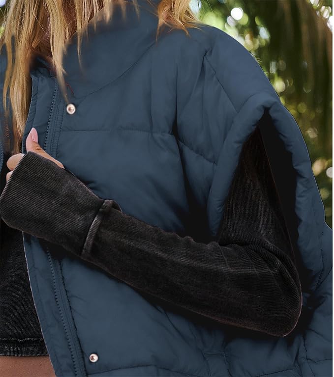 Ainangua Women's Puffer Vest Stand Collar Zipper Sleeveless Jackets Winter Lightweight Vests Warm Padded Jacket Coat